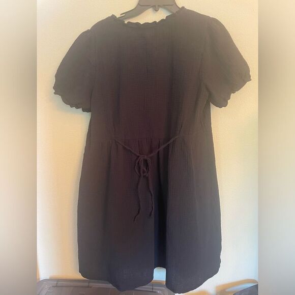 Copper Key short sleeve black gauze tie back dress with elastic sleeves XXL - Picture 3 of 6